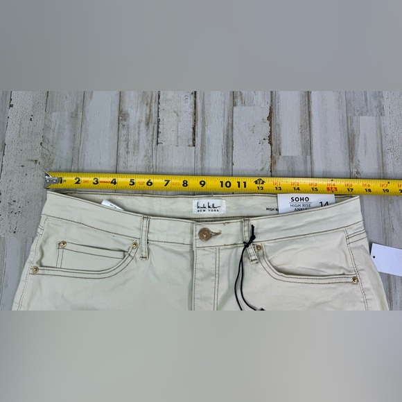 Nicole Miller New York Denim Jeans Womens 14 Cream High Rise Ankle Slim Raw Soho - Picture 6 of 11